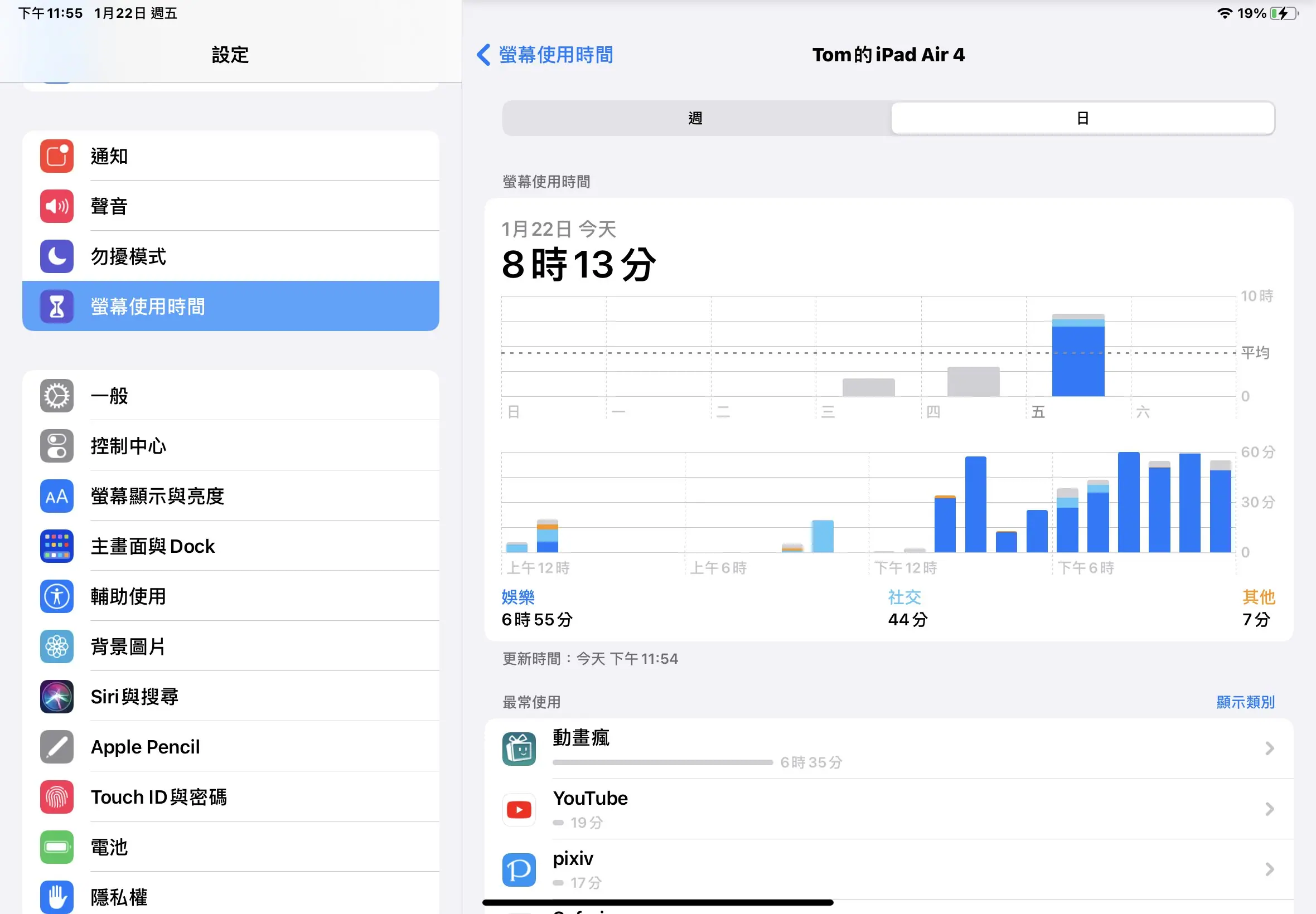 iPad Air 4 螢幕使用時間