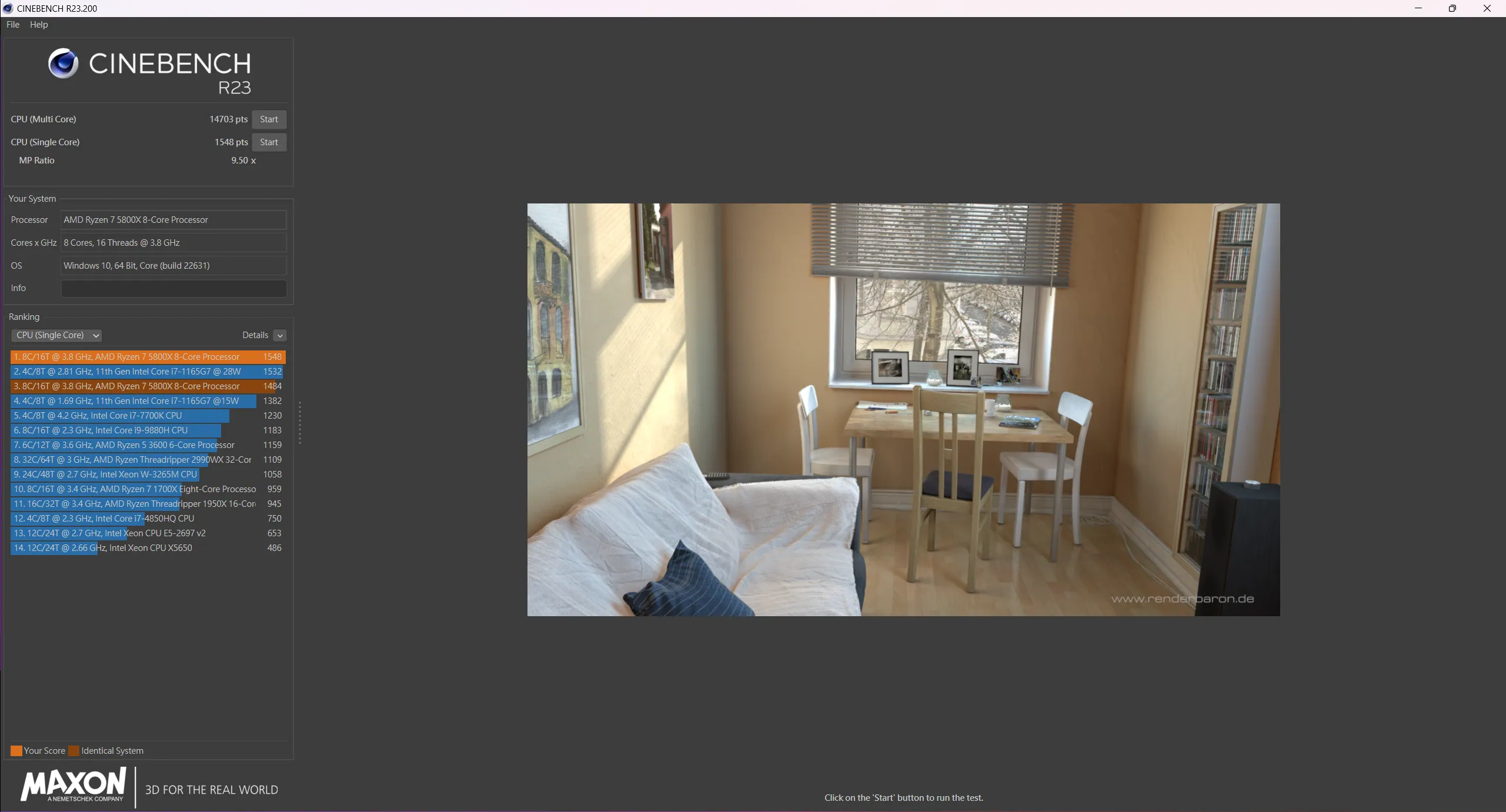 R7 5800X Cinebench R23 成績